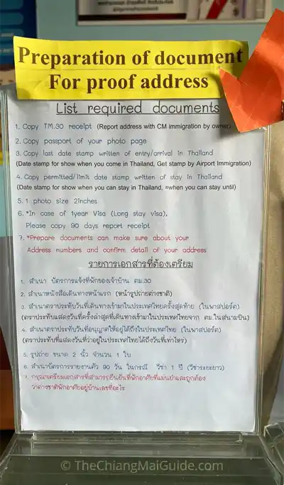 Document Requirements for Residence Certificate in Chiang Mai